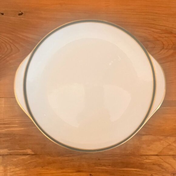 Discontinued Royal Doulton Oxford Green Gold-Trim 11" Cake Plate  RARE - Picture 1 of 4